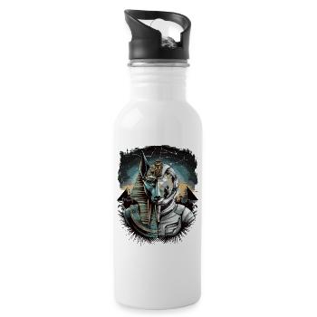 Ancient Astronaut Anubis Futuristic Space Deity - Water bottle with straw - white - Right