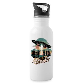 Uralte Astronauten-Begegnung mit Stonehenge UFO - Trinkflasche mit integriertem Trinkhalm - Weiß - Rechts