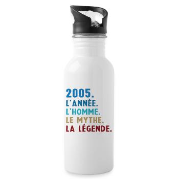 2005 Jahr Mann Mythos Legende - Trinkflasche mit integriertem Trinkhalm - Weiß - Rechts