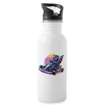 Go-Kart Raton laveur dans le style néon - Gourde avec paille intégrée - blanc - Droite