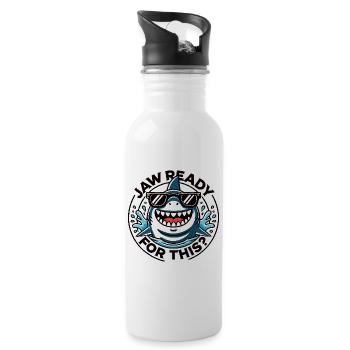Jaw ready for this? Funny Shark Lover Pun - Water bottle with straw - white - Right