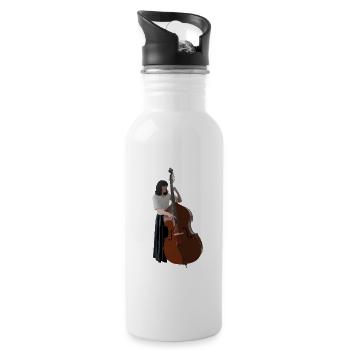 Kontrabassistin mit Kontrabass Kunst - Trinkflasche mit integriertem Trinkhalm - Weiß - Rechts