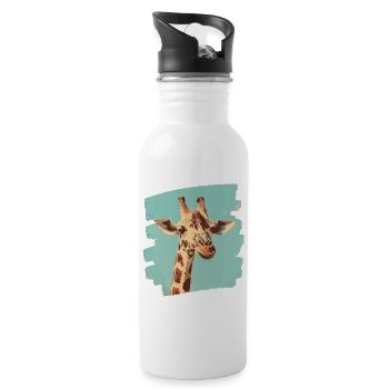 Giraffe - Trinkflasche mit integriertem Trinkhalm - Weiß - Rechts