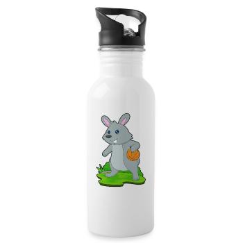 Hase Basketballspieler Basketball - Trinkflasche mit integriertem Trinkhalm - Weiß - Rechts