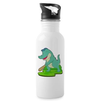 Bâton de baseball Crocodile - Gourde avec paille intégrée - blanc - Droite