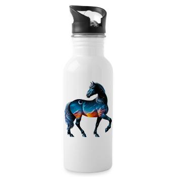 Cheval - Gourde avec paille intégrée - blanc - Droite