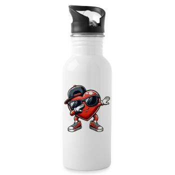 Dabbing Heart with Sunglasses Baseball Cap - Water bottle with straw - white - Right