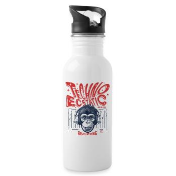 Euphoric Beats: Monkey Shirt and Techno Culture - Water bottle with straw - white - Right