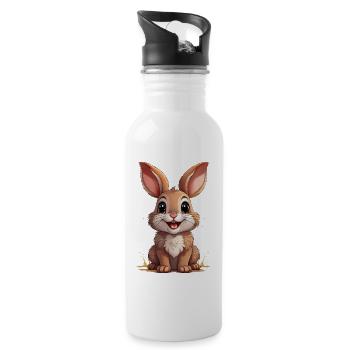 Lapin ou lapin de Pâques - Gourde avec paille intégrée - blanc - Droite