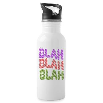 BLAH BLAH BLAH - Buntes Statement - Trinkflasche mit integriertem Trinkhalm - Weiß - Rechts