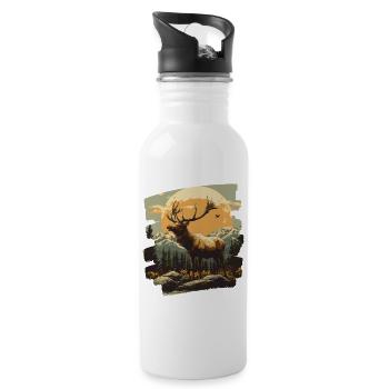 Moose Retro - Water bottle with straw - white - Right