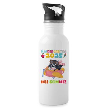 kiKindergarten 2025 Kids Gift Kita 2025 Décoration - Gourde avec paille intégrée - blanc - Droite