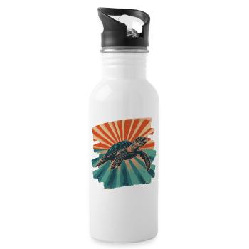Sea Turtle Retro - Water bottle with straw - white - Right