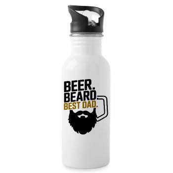 Bestes Papa aller Zeiten Vatertagsshirt - Trinkflasche mit integriertem Trinkhalm - Weiß - Rechts
