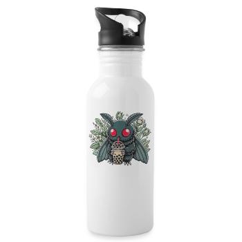 Mothman appréciant le thé à bulles - Gourde avec paille intégrée - blanc - Droite