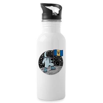 Astronaut Flag Barbados - Water bottle with straw - white - Right