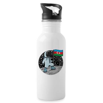 Astronaut Flag Azerbaijan - Water bottle with straw - white - Right