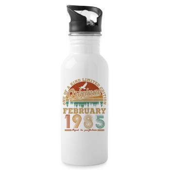 Février 1985 Vintage Anniversaire 1985 Cadeau - Gourde avec paille intégrée - blanc - Droite