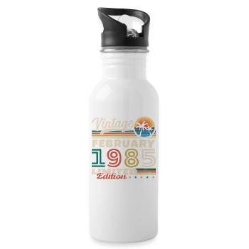 Février 1985 Vintage Anniversaire 1985 Cadeau - Gourde avec paille intégrée - blanc - Droite