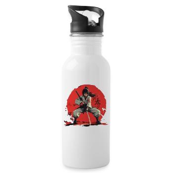 Katana Swordswoman Design - Water bottle with straw - white - Right
