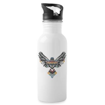 Tribal Hawk Boho Faucon Oiseau Totem Bohème - Gourde avec paille intégrée - blanc - Droite