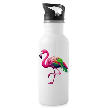 Flamant - Gourde avec paille intégrée - blanc - Droite