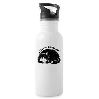 love to be grumpy Katze schlechte Stimmung Tier - Trinkflasche mit integriertem Trinkhalm - Weiß - Rechts