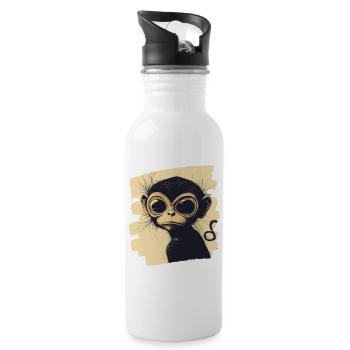 Affe - Trinkflasche mit integriertem Trinkhalm - Weiß - Rechts