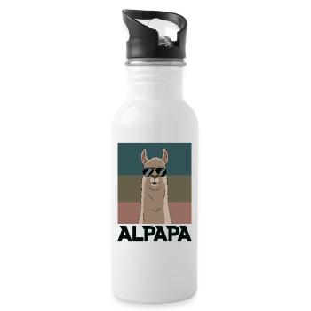 Papa Alpaga Papa Drôle Lama Cadeau de Fête des Pères - Gourde avec paille intégrée - blanc - Droite