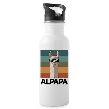 Papa Alpaga Papa Drôle Lama Cadeau de Fête des Pères - Gourde avec paille intégrée - blanc - Droite