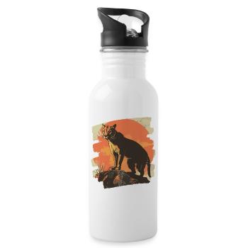 Lion de montagne Rétro - Gourde avec paille intégrée - blanc - Droite