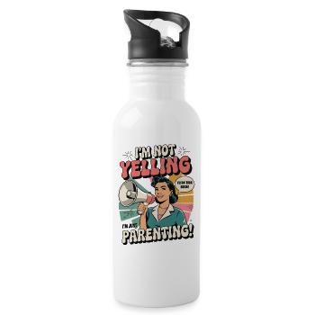 Ich schreie nicht, ich bin Elternschaft | Lustiges Mama-Shirt - Trinkflasche mit integriertem Trinkhalm - Weiß - Rechts