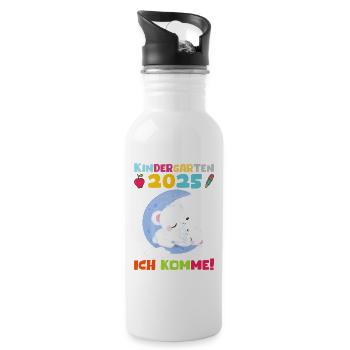Kindergarten 2025 Kids Gift Kita 2025 Decoration - Water bottle with straw - white - Right