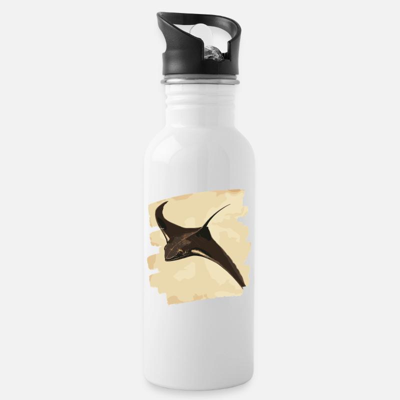 Manta Rochen Retro - Trinkflasche mit integriertem Trinkhalm - Weiß