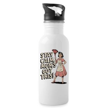 Bleib ruhig Mama Hat Dieses Retro Lustig - Trinkflasche mit integriertem Trinkhalm - Weiß - Rechts