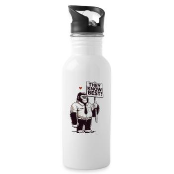 Good gorilla with shield: You know better! - Water bottle with straw - white - Right
