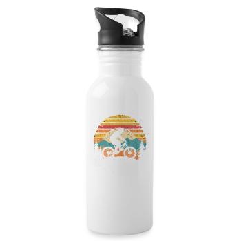 Mountain Bike Cyclist Vintage - Water bottle with straw - white - Right