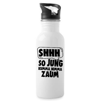 SHHH So Jung Kumma Nimmy Zaum - Trinkflasche mit integriertem Trinkhalm - Weiß - Rechts