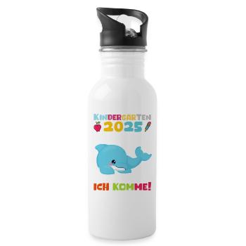 Kindergarten 2025 Kids Gift Kita 2025 Decoration - Water bottle with straw - white - Right