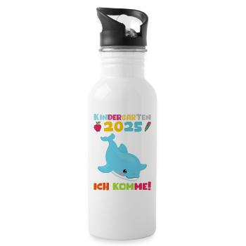 Kindergarten 2025 Kinder Geschenk Kita 2025 Deko - Trinkflasche mit integriertem Trinkhalm - Weiß - Rechts