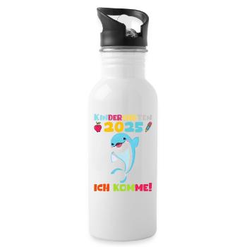 Kindergarten 2025 Kids Gift Kita 2025 Decoration - Water bottle with straw - white - Right