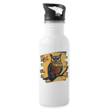 Eule - Trinkflasche mit integriertem Trinkhalm - Weiß - Rechts