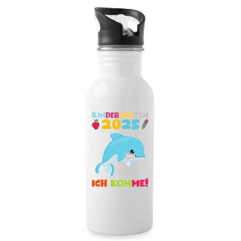 Kindergarten 2025 Kids Gift Kita 2025 Decoration - Water bottle with straw - white - Right