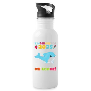 Kindergarten 2025 Kids Gift Kita 2025 Decoration - Water bottle with straw - white - Right