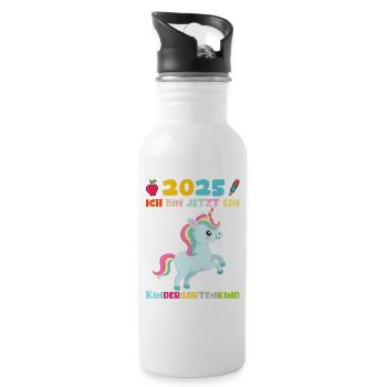 Kindergarten 2025 Girl Gift Kita 2025 Decoration - Water bottle with straw - white - Right