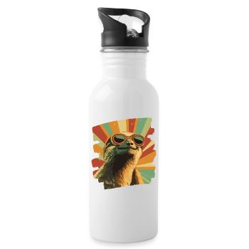 Faultier Retro - Trinkflasche mit integriertem Trinkhalm - Weiß - Rechts