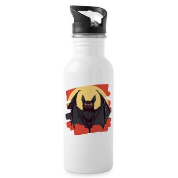 Fledermaus Retro - Trinkflasche mit integriertem Trinkhalm - Weiß - Rechts