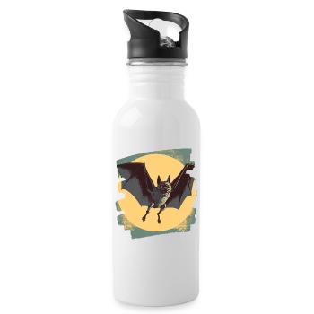 Fledermaus Retro - Trinkflasche mit integriertem Trinkhalm - Weiß - Rechts
