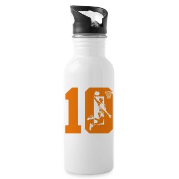 NUMMER 10 BASKETBALL 10. GEBURTSTAG - Trinkflasche mit integriertem Trinkhalm - Weiß - Rechts