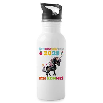 Cadeau de maternelle 2025 pour fille Kita 2025 Décoration - Gourde avec paille intégrée - blanc - Droite